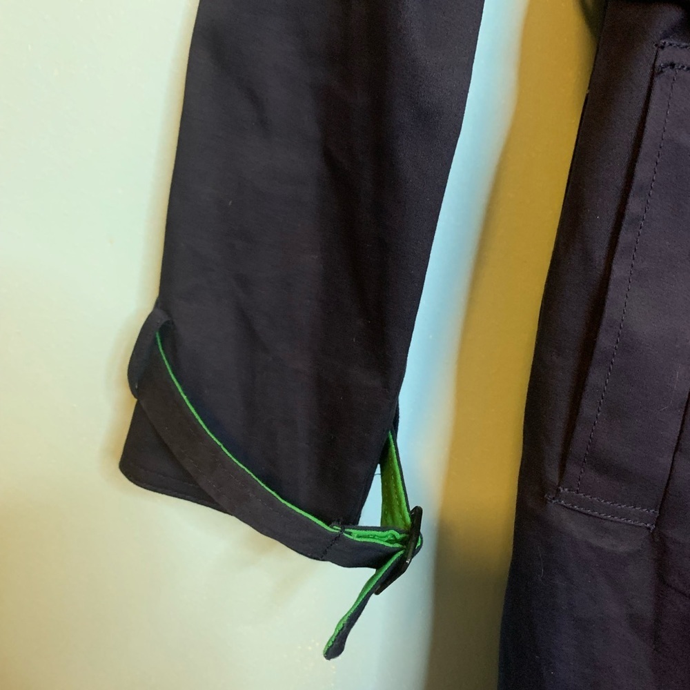 Phillip Lim navy blue with green trim trench coat military style Size L - Picture 4 of 13
